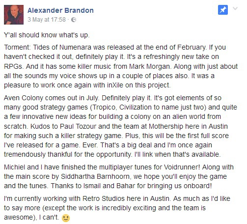 Alexander Brandon facebookpost