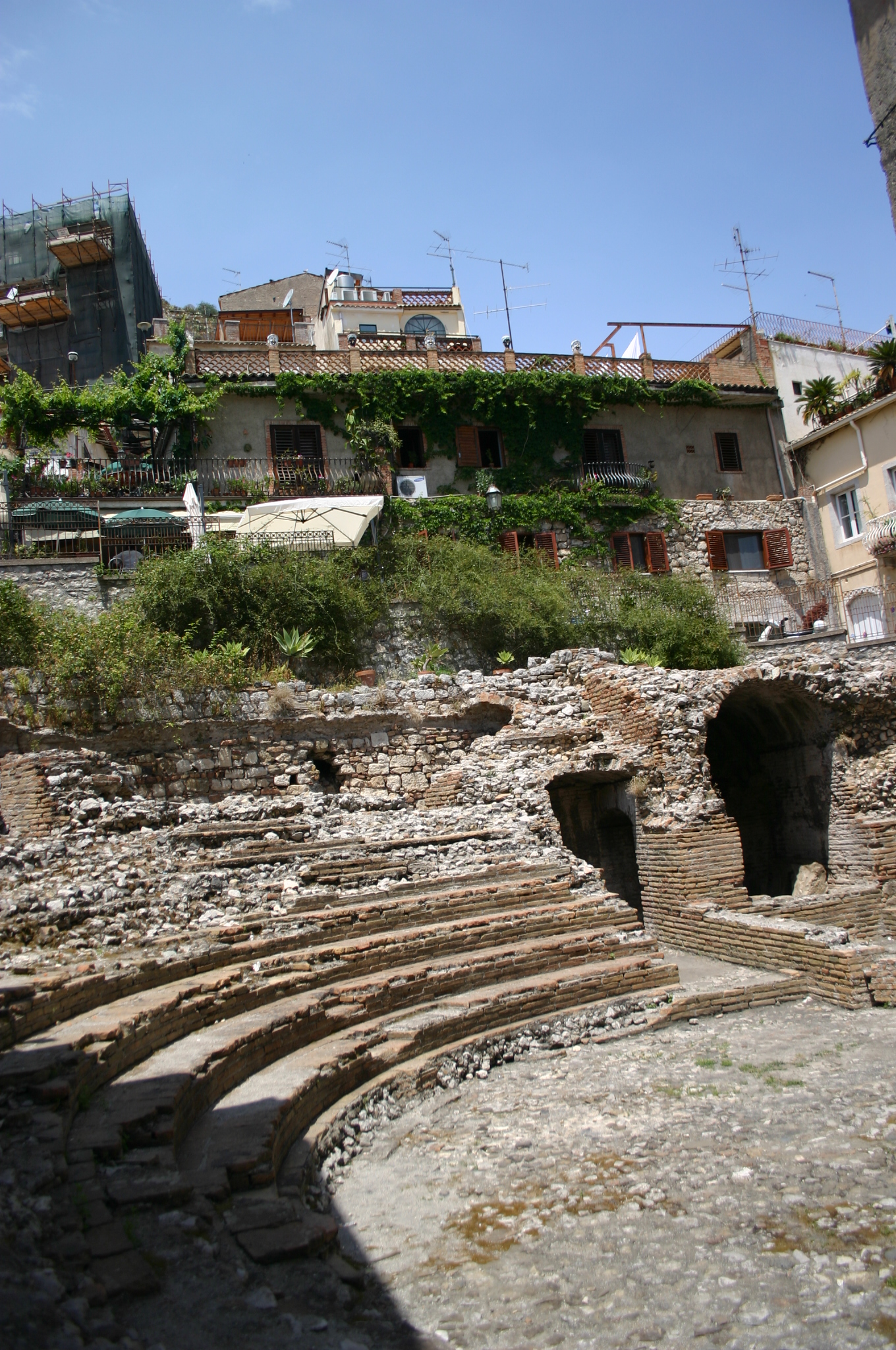 Een Romeins theater, midden in Taormina (Foto: WikiCommons/Giovanni Dall'Orto) Een Romeins theater, midden in Taormina (Foto: WikiCommons/Giovanni Dall'Orto)