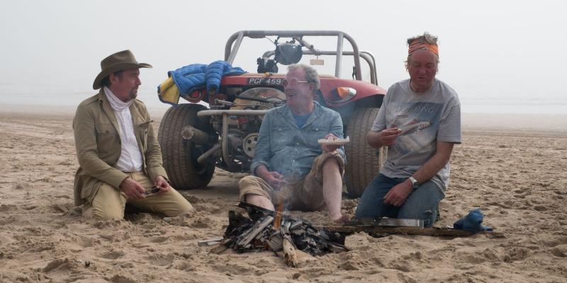 Richard Hammond, Jeremy Clarkson en James May in Namibië