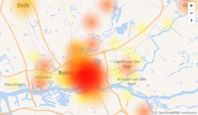 Rotterdam-Noord zit zonder stroom (Foto: Allestoringen.nl)