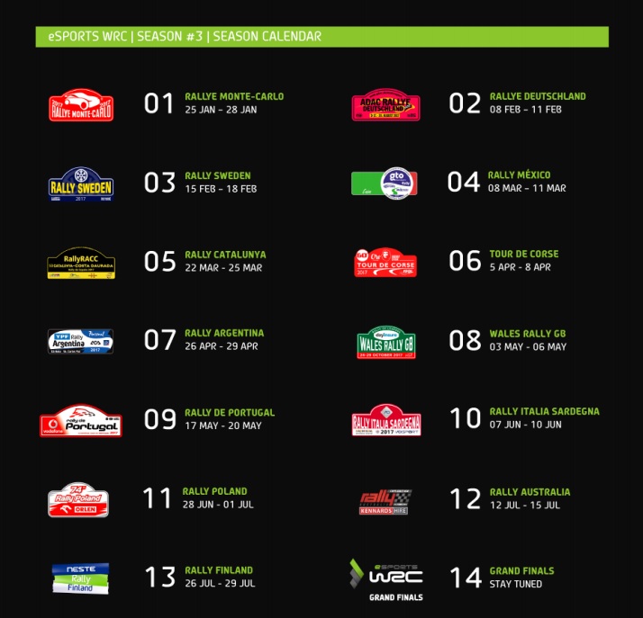 WRC Esports Season 3 Calendar (Foto: Bigben )