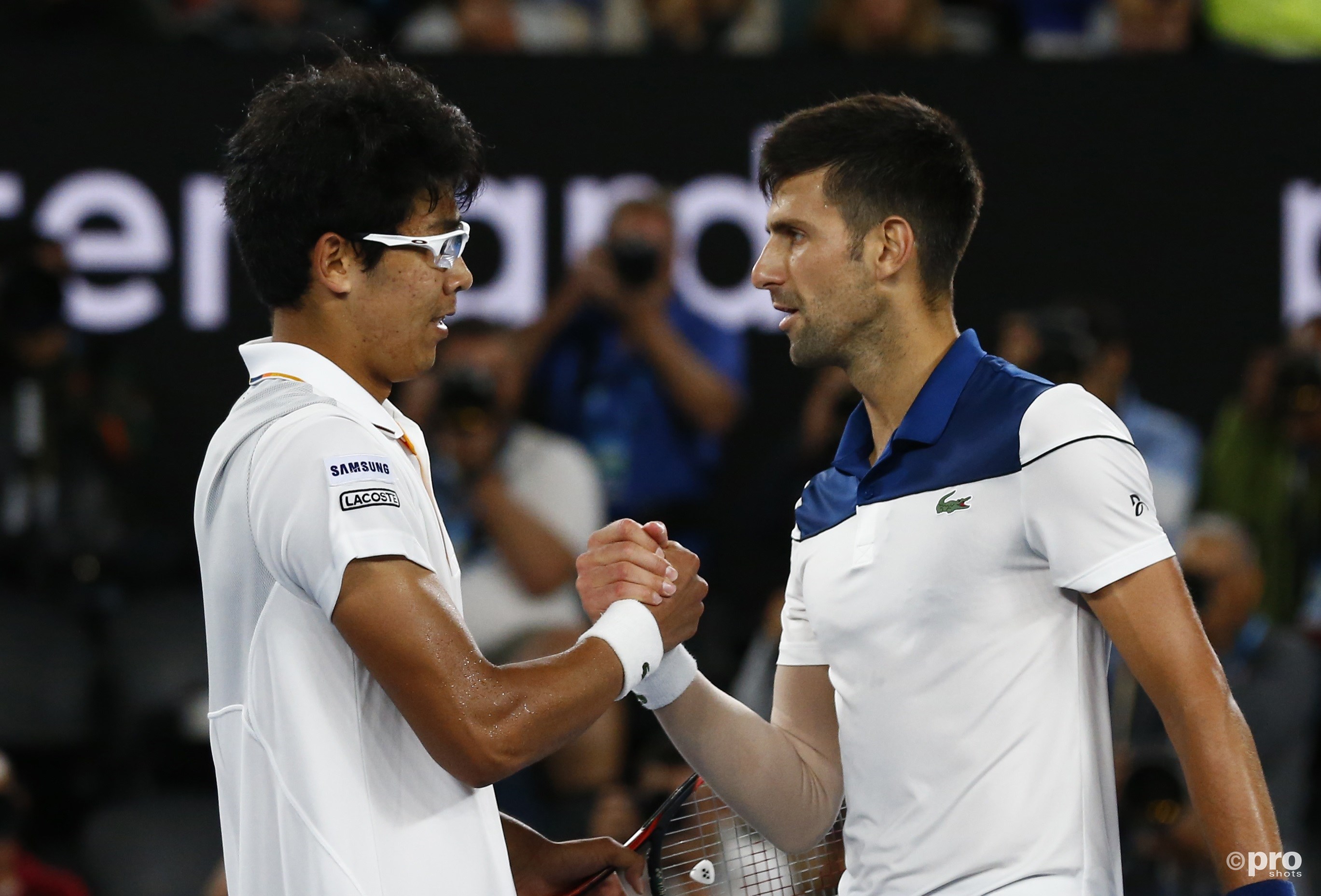 Djokovic feliciteert Chung na een fantastische partij (Pro Shots/Action Images)