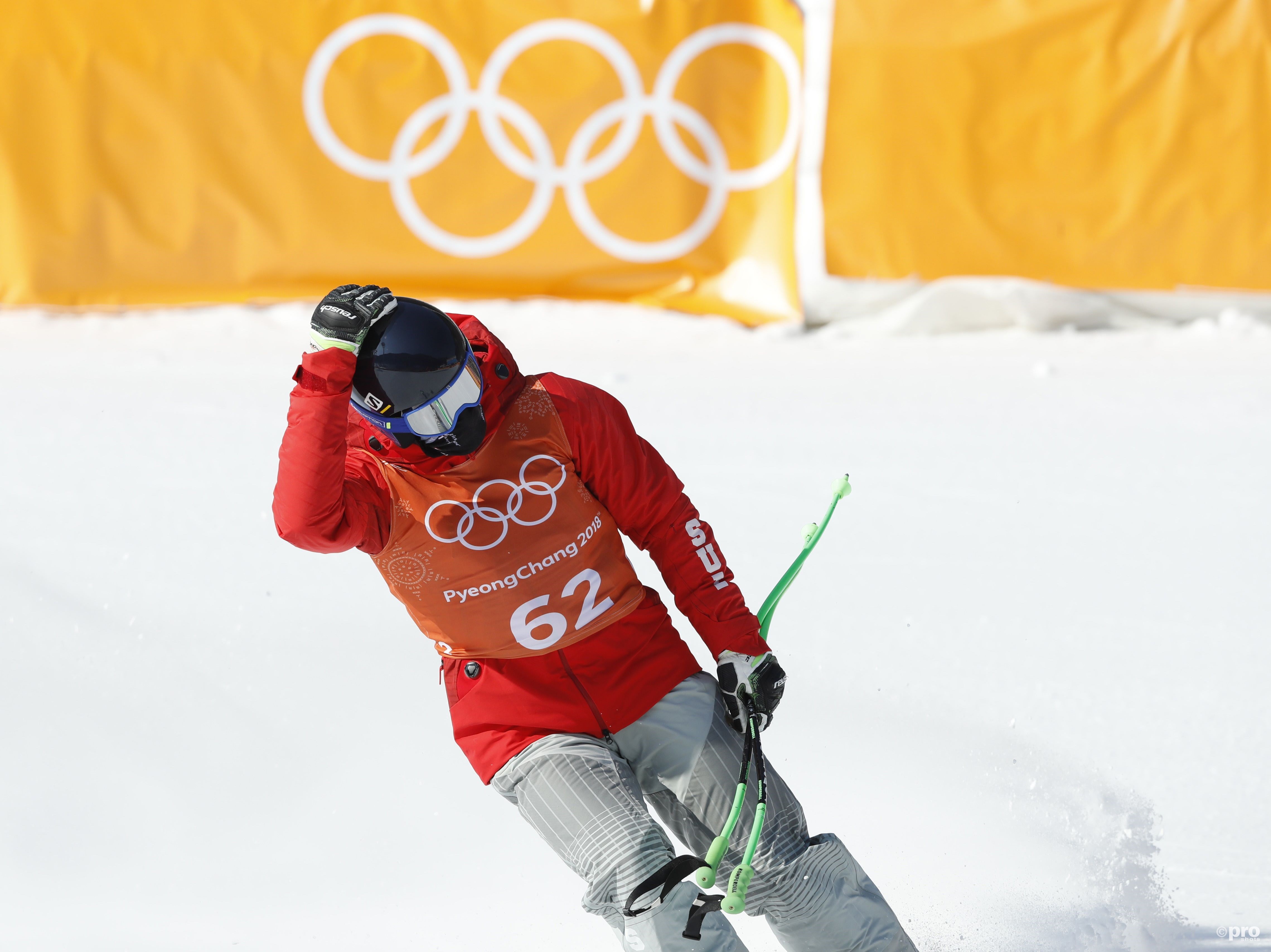 Aerni komt in freestylekleding niet echt tot een lekkere tijd, maar hij wilde dan ook vooral het parcours verkennen (Pro Shots/Action Images)