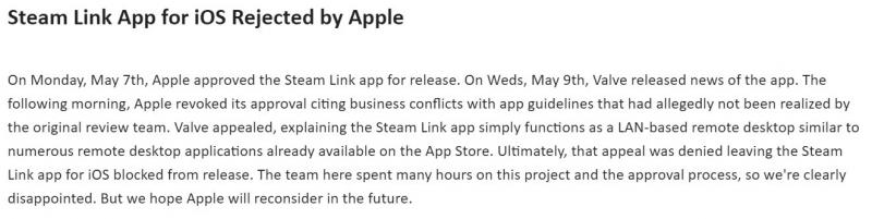 Steam Link iOS geweigerd