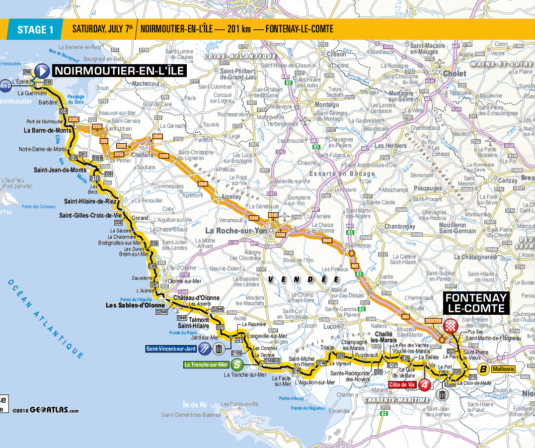 De route van vandaag (Bron: Letour.fr) De route van vandaag (Bron: Letour.fr)
