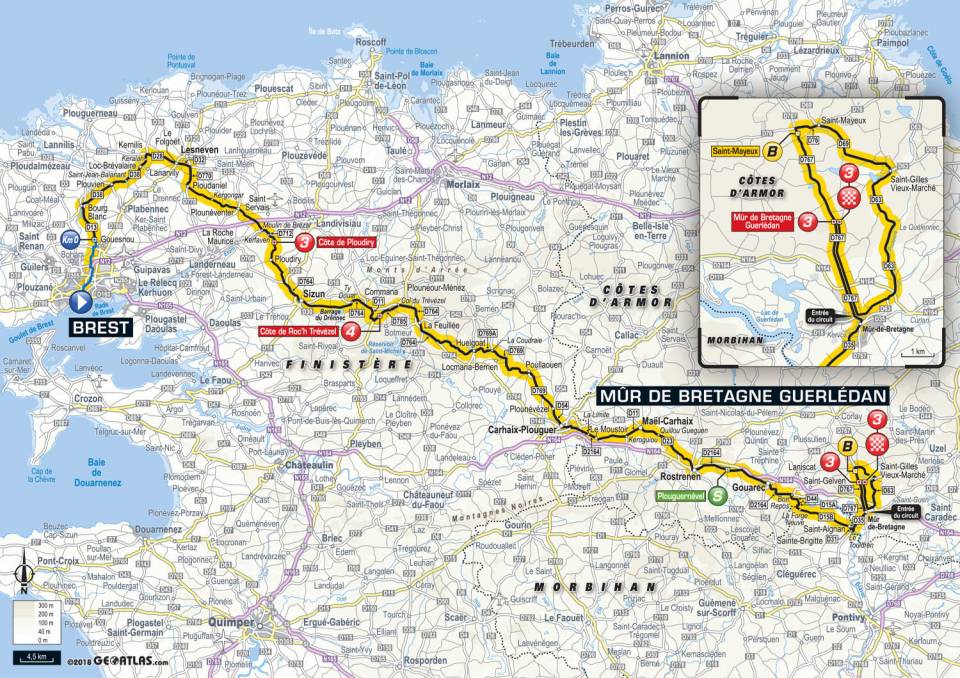 De route van vandaag (Bron: Letour.fr) De route van vandaag (Bron: Letour.fr)