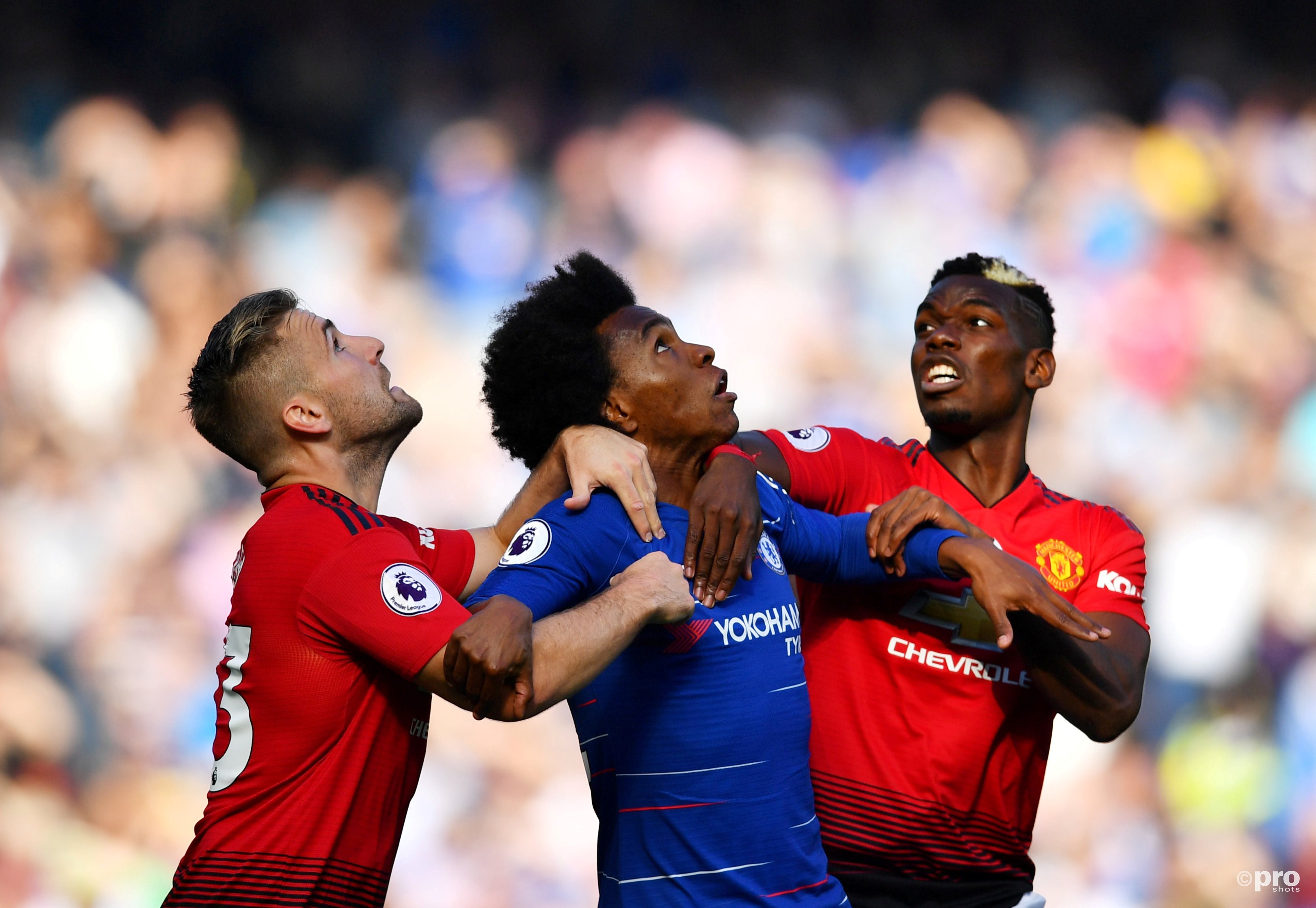 Chelsea speelt gelijk tegen Man United. (PRO SHOTS/Action Images)