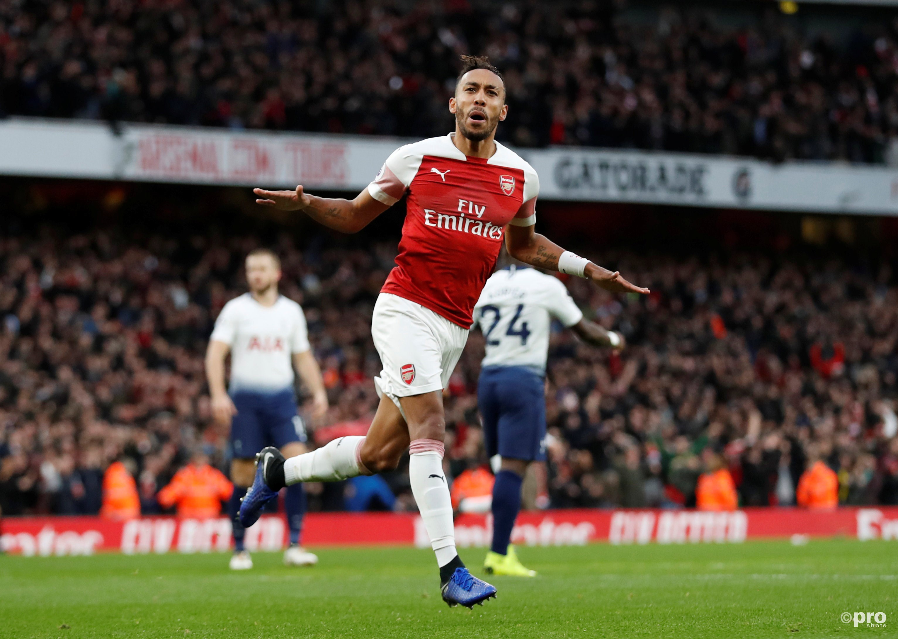 Pierre-Emerick Aubameyang goed voor twee doelpunten in de North London Derby (Pro Shots / Action Images)