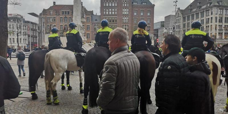 Gele hesjes op de Dam (Foto: FOK!)