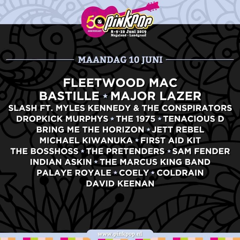 Pinkpop 2019: de line-up van maandag 10 juni