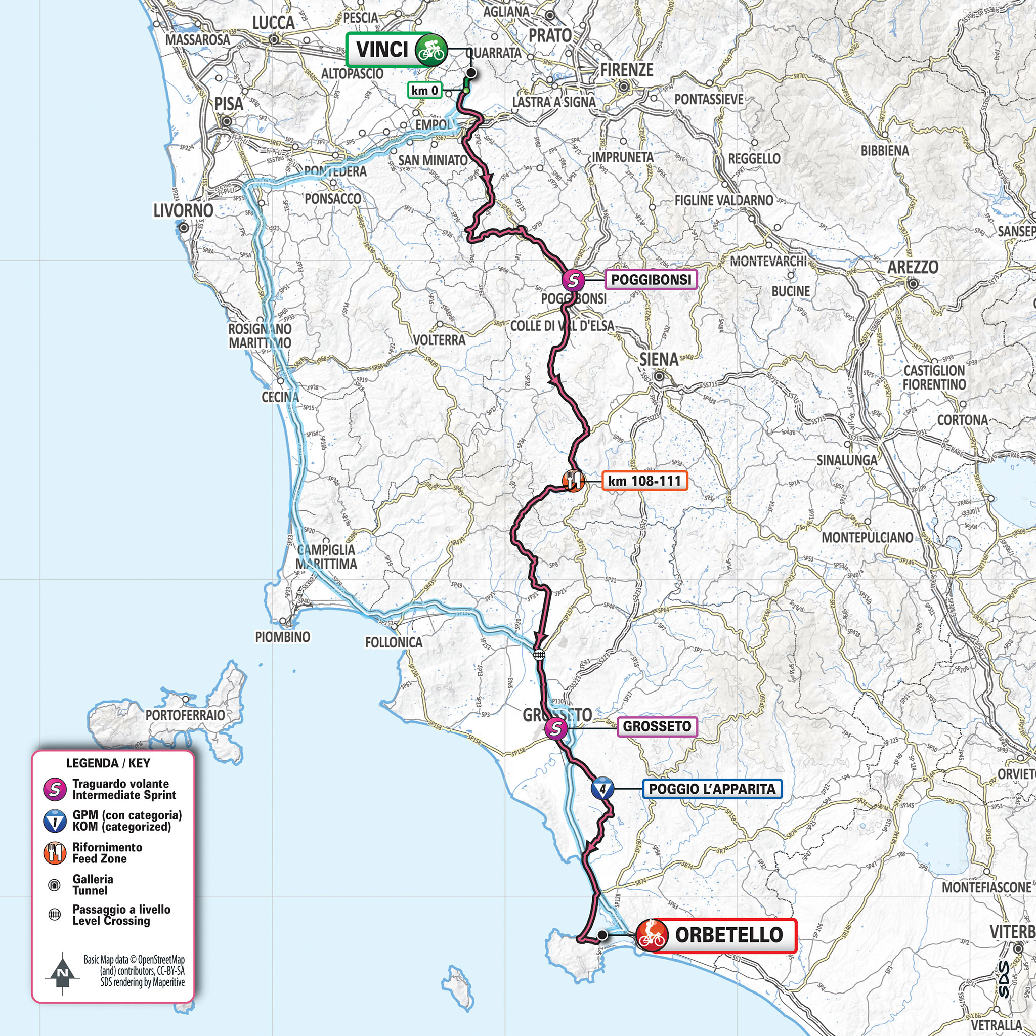 De route van vandaag (Bron: Giro d'Italia) De route van vandaag (Bron: Giro d'Italia)