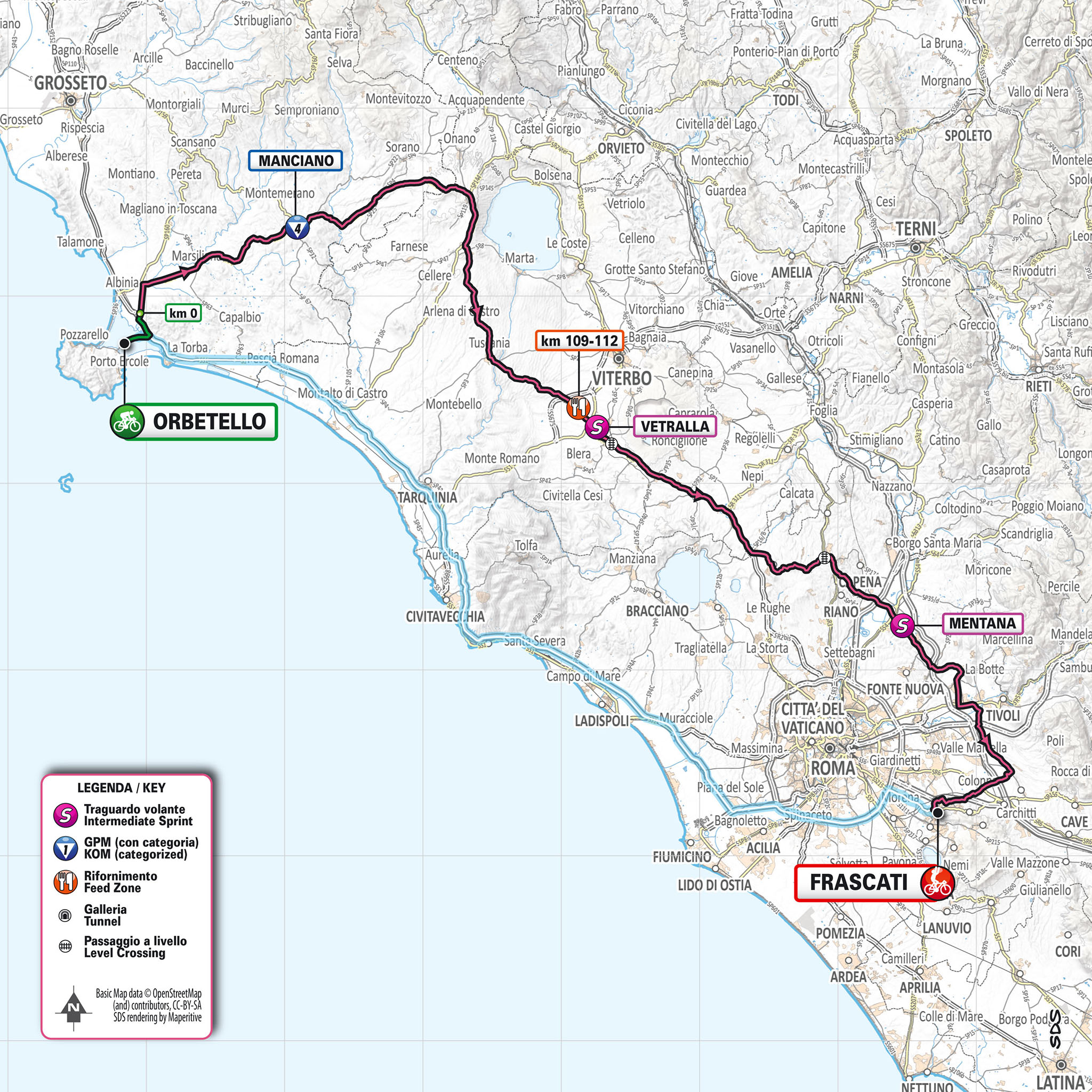 De route van vandaag (Bron: Giro d'Italia) De route van vandaag (Bron: Giro d'Italia)