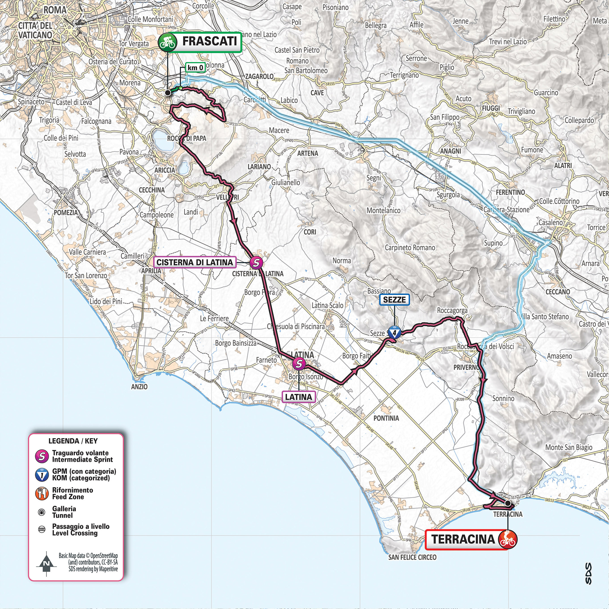 De route van vandaag (Bron: Giro d'Italia) De route van vandaag (Bron: Giro d'Italia)