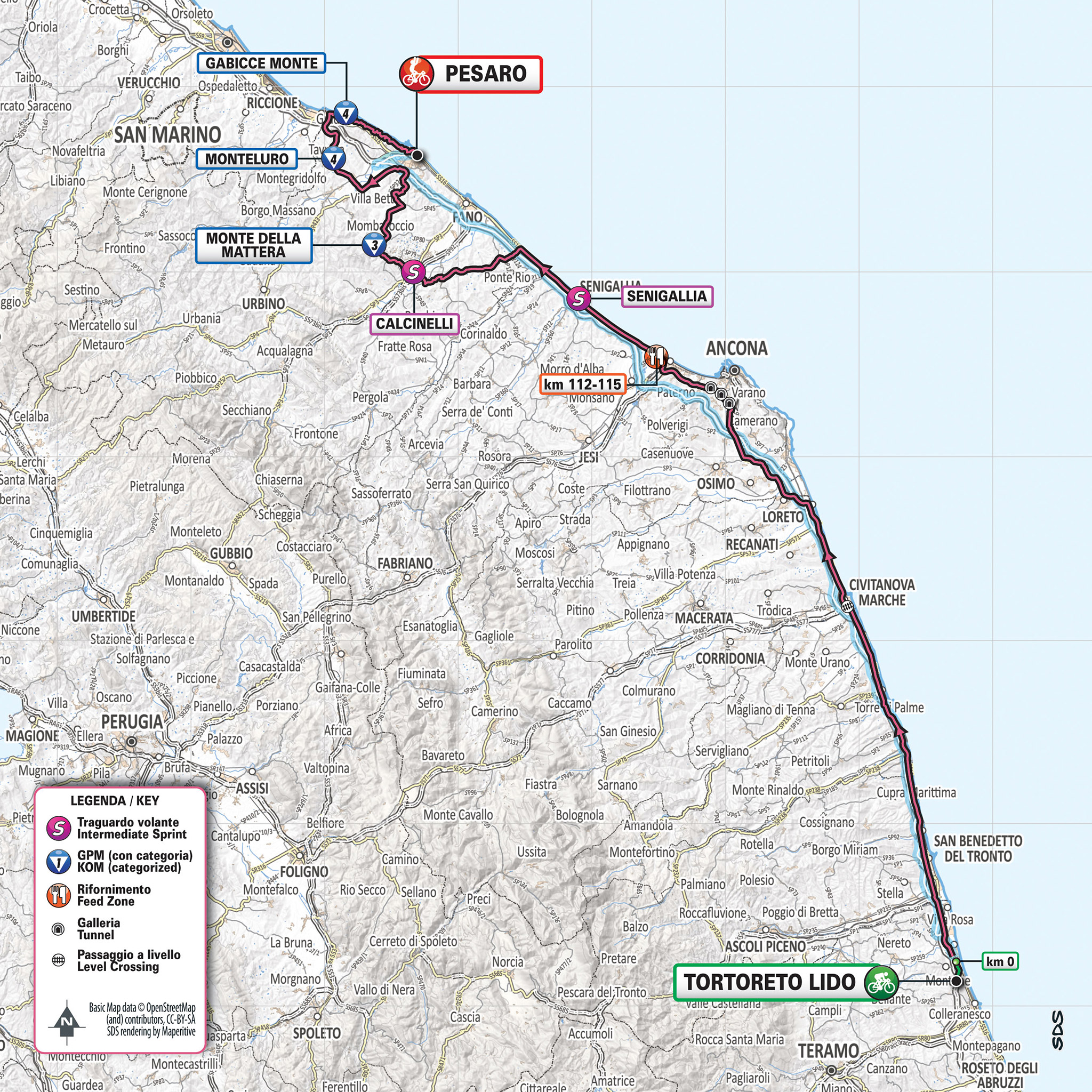 De route van vandaag (Bron: Giro d'Italia) De route van vandaag (Bron: Giro d'Italia)