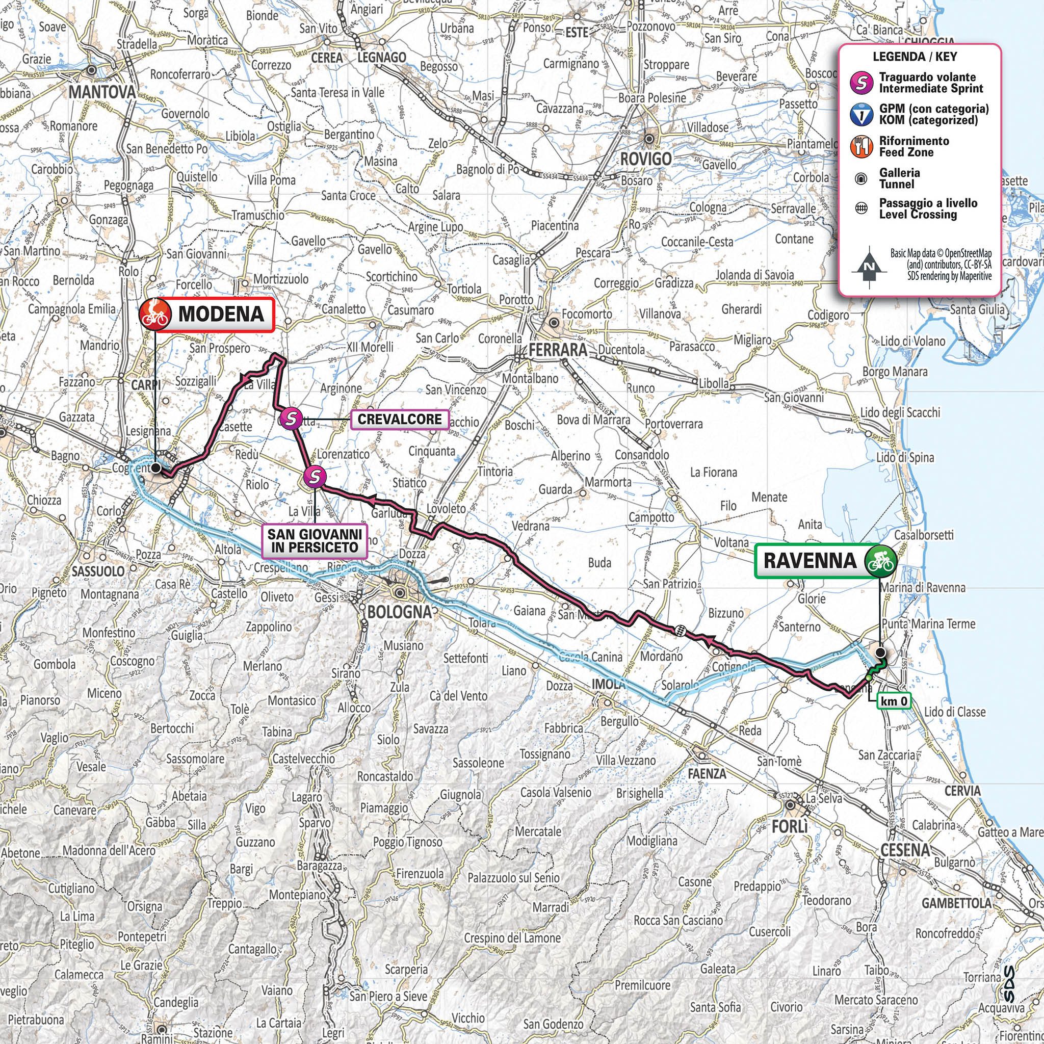 De route van vandaag (Bron: Giro d'Italia) De route van vandaag (Bron: Giro d'Italia)