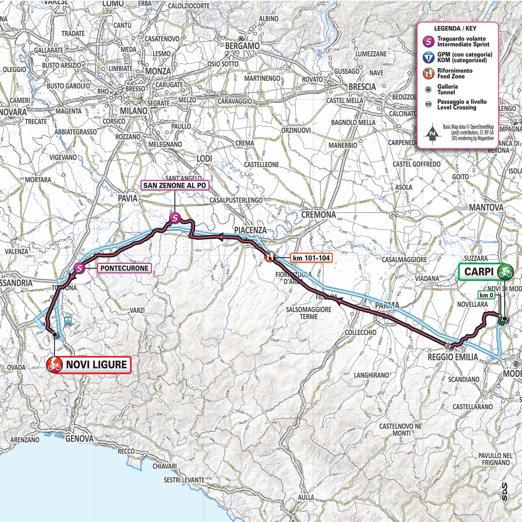 De route van vandaag (Bron: Giro d'Italia) De route van vandaag (Bron: Giro d'Italia)
