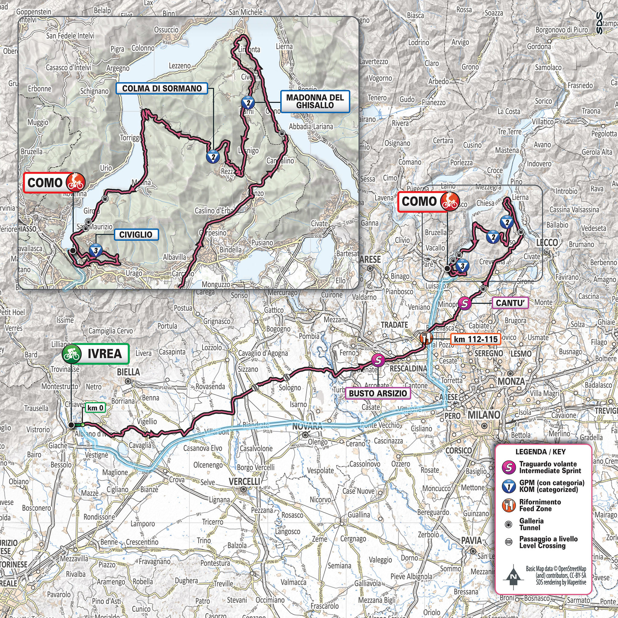 De route van vandaag (Bron: Giro d'Italia) De route van vandaag (Bron: Giro d'Italia)