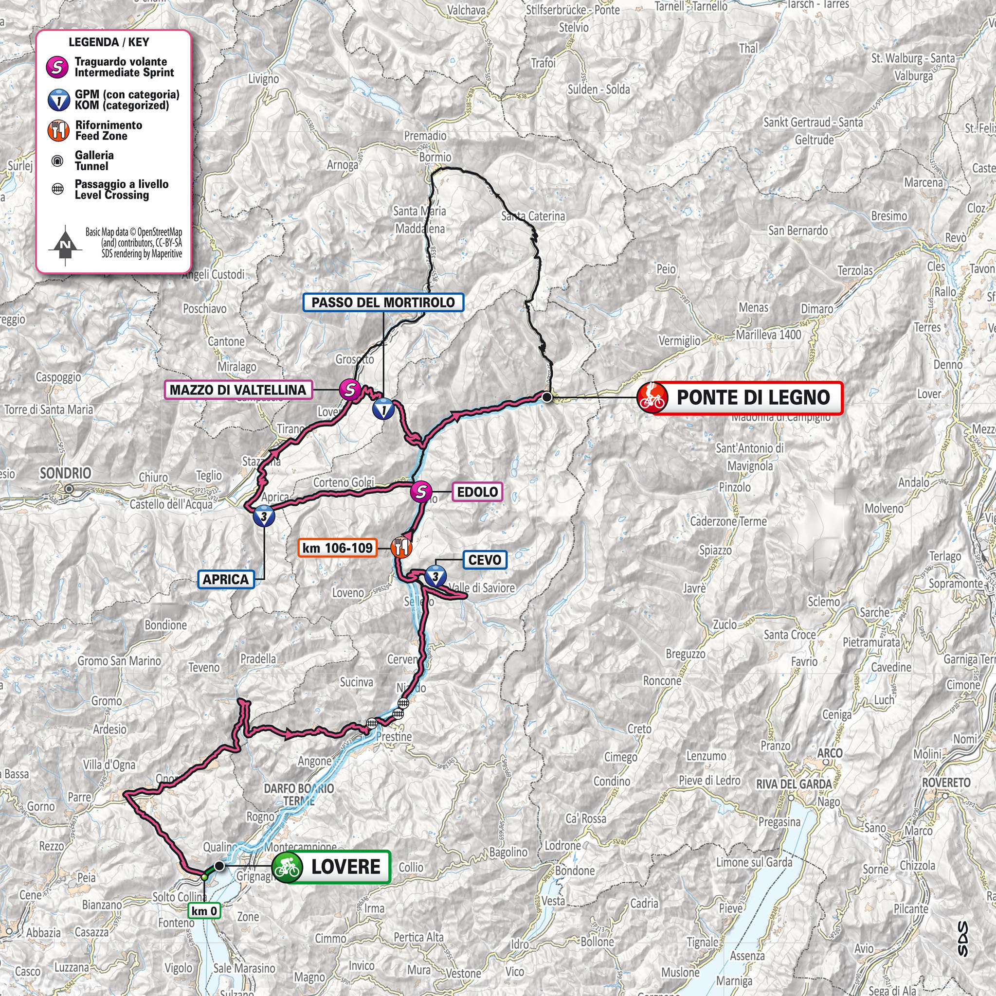 De route van vandaag (Bron: Giro d'Italia) De route van vandaag (Bron: Giro d'Italia)