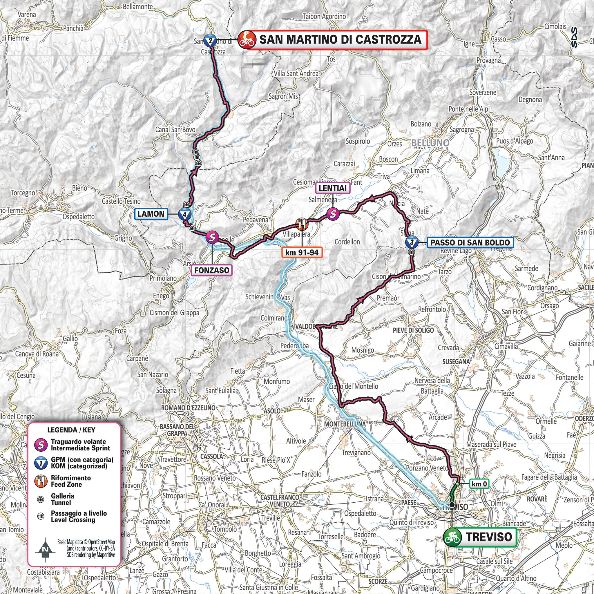 De route van vandaag (Bron: Giro d'Italia) De route van vandaag (Bron: Giro d'Italia)