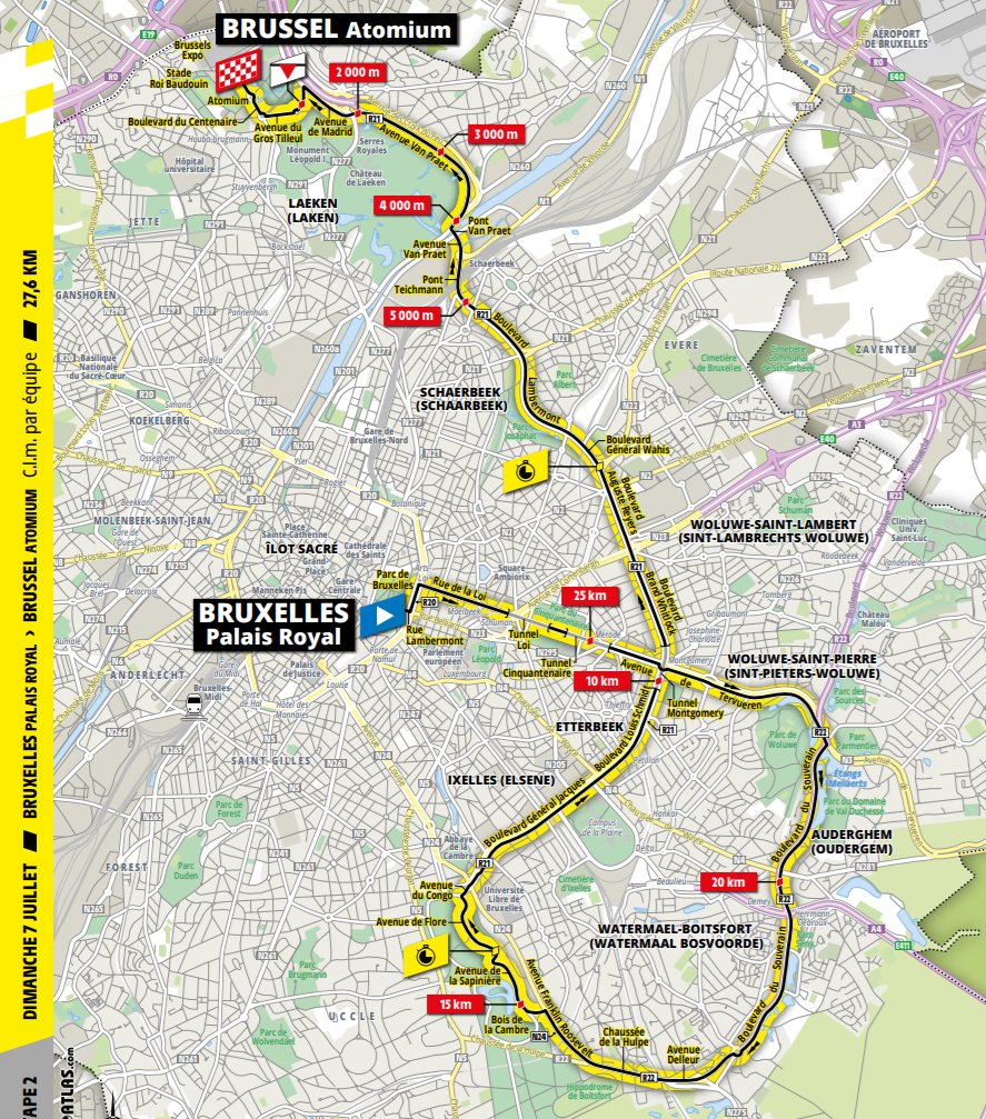 De route van vandaag (Bron: Letour.fr) De route van vandaag (Bron: Letour.fr)