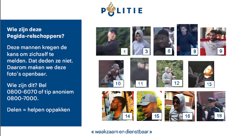 Politie zet Pegida-relschoppers online (Afbeelding: Politie)