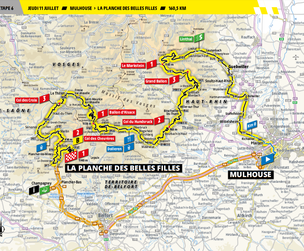 De route van vandaag (Bron: Letour.fr) De route van vandaag (Bron: Letour.fr)