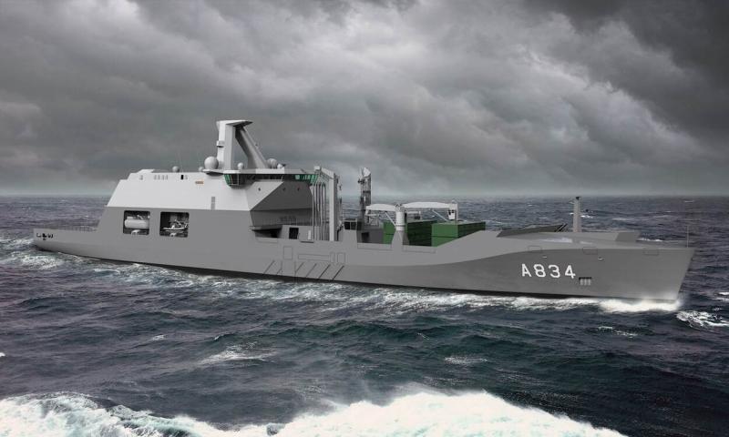 Artist impression van het Combat Support Ship (Afbeelding: Ministerie van Defensie)