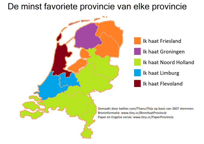 De haatkaart van Nederland (Bron: @TharusThijs)