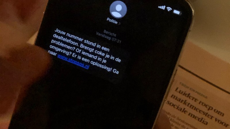 De SMS die wordt verstuurd (Afbeelding: Politie)
