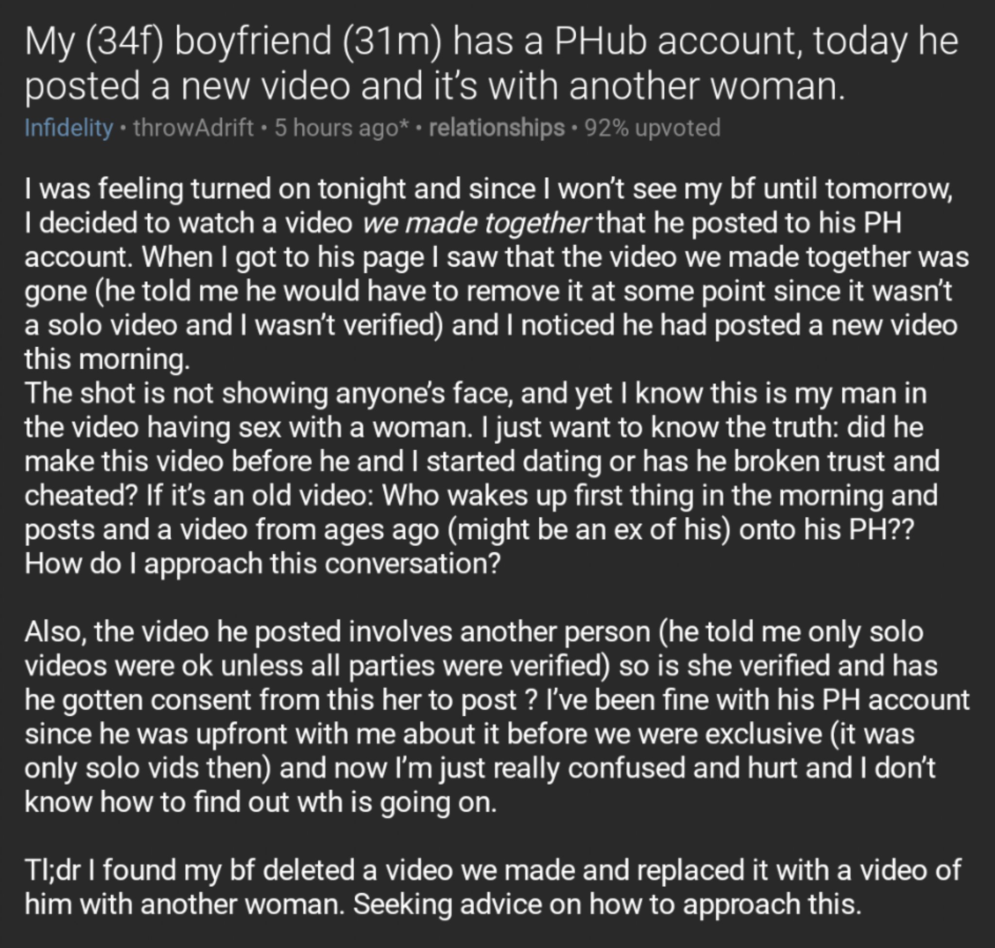 Vrouw spot vriend op PornHub