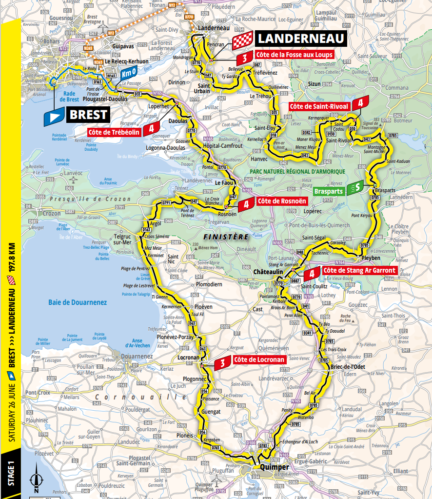 De route van vandaag (Bron: Tour de France) De route van vandaag (Bron: Tour de France)
