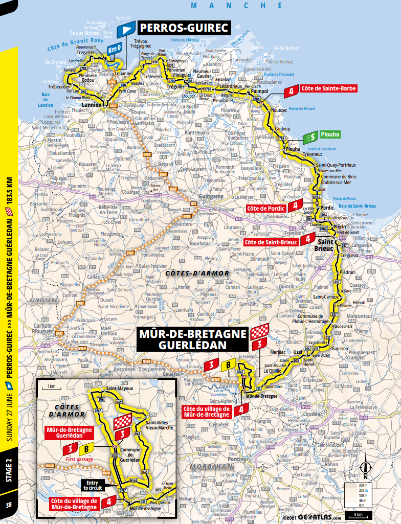 De route van vandaag (Bron: Tour de France) De route van vandaag (Bron: Tour de France)
