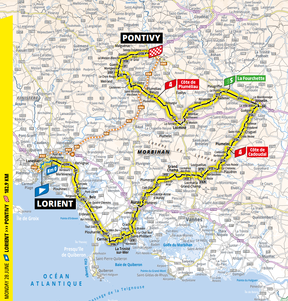 De route van vandaag (Bron: Tour de France) De route van vandaag (Bron: Tour de France)