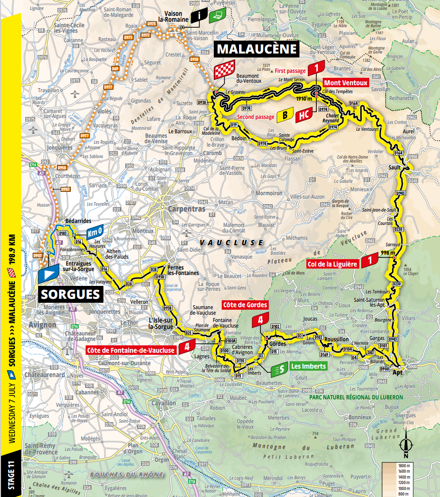 De route van vandaag (Bron: Tour de France) De route van vandaag (Bron: Tour de France)