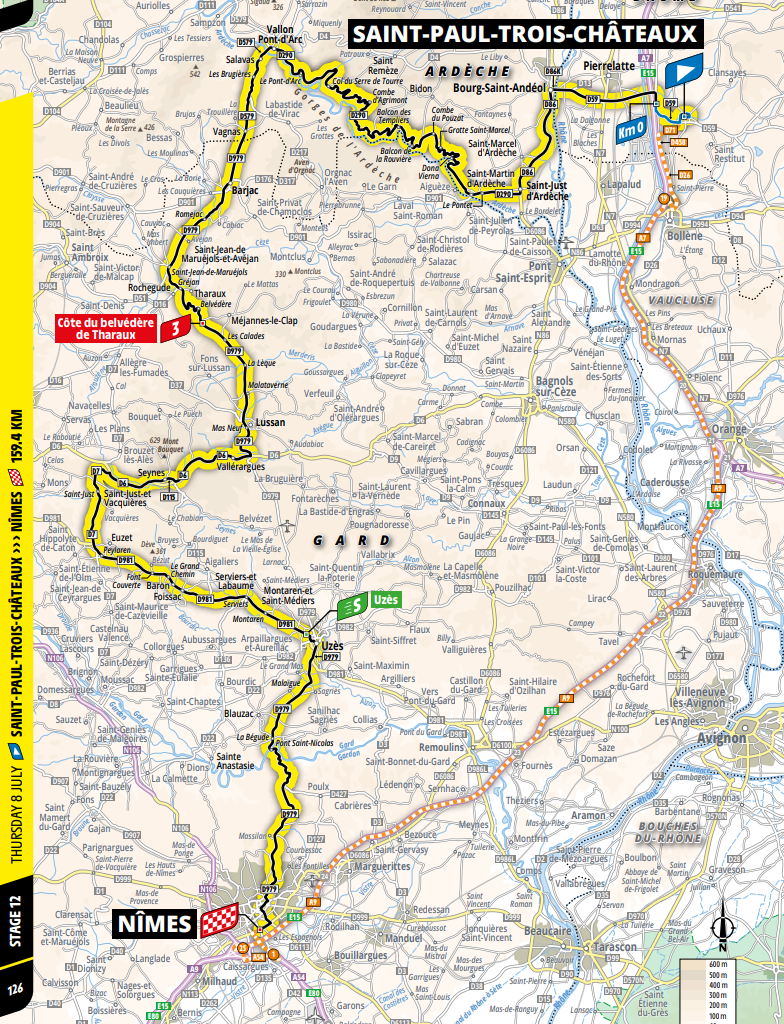 De route van vandaag (Bron: Tour de France) De route van vandaag (Bron: Tour de France)