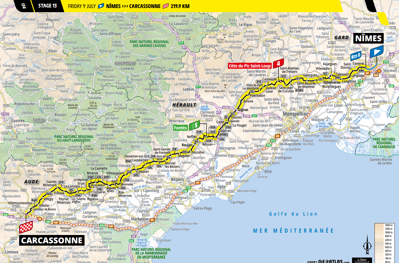 De route van vandaag (Bron: Tour de France)