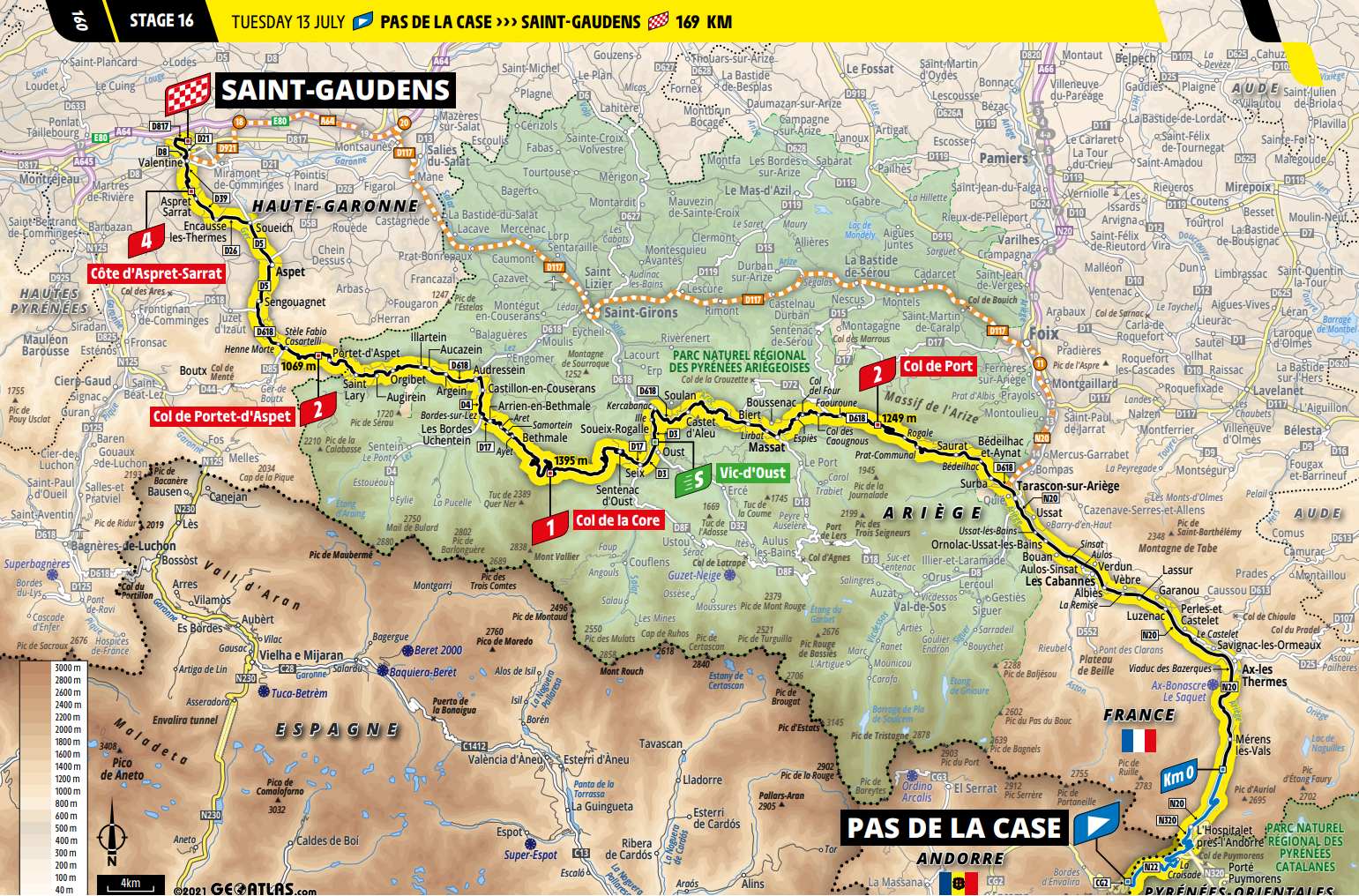 De route van vandaag (Bron: Tour de France) De route van vandaag (Bron: Tour de France)