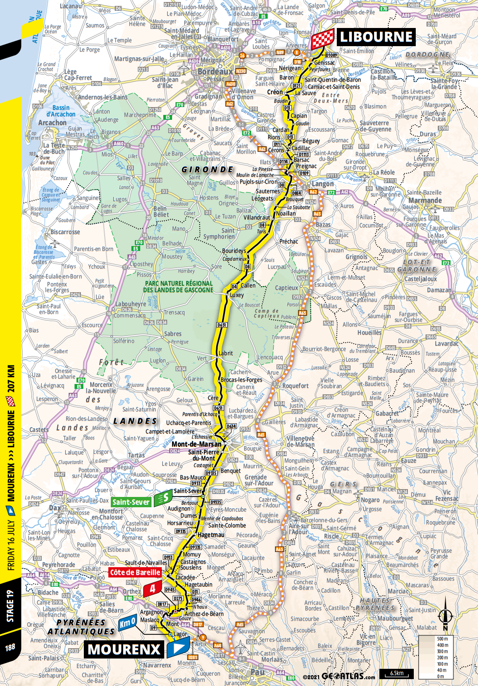 De route van vandaag (Bron: Tour de France)