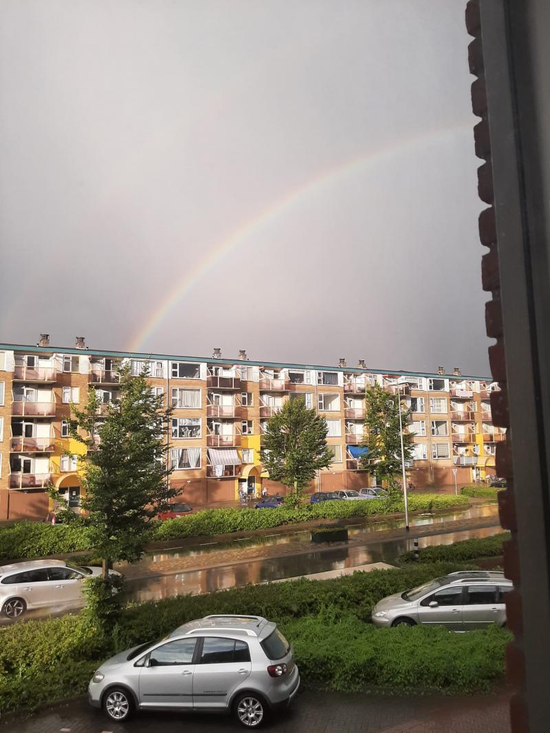 Een mooie regenboog tijdens een bui (Foto: _UserName_)