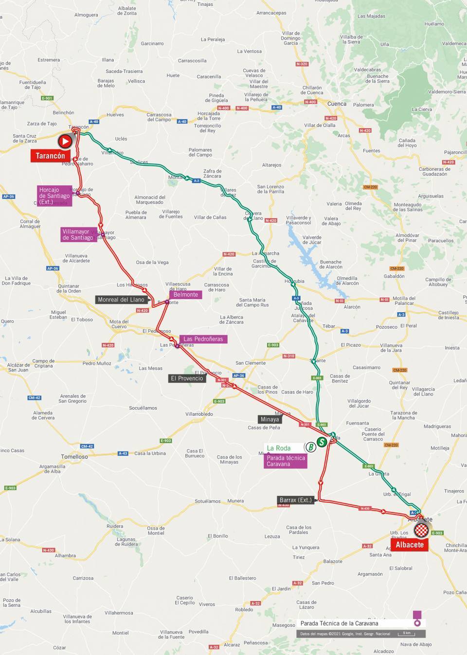 De route van vandaag (Bron: Vuelta a España)