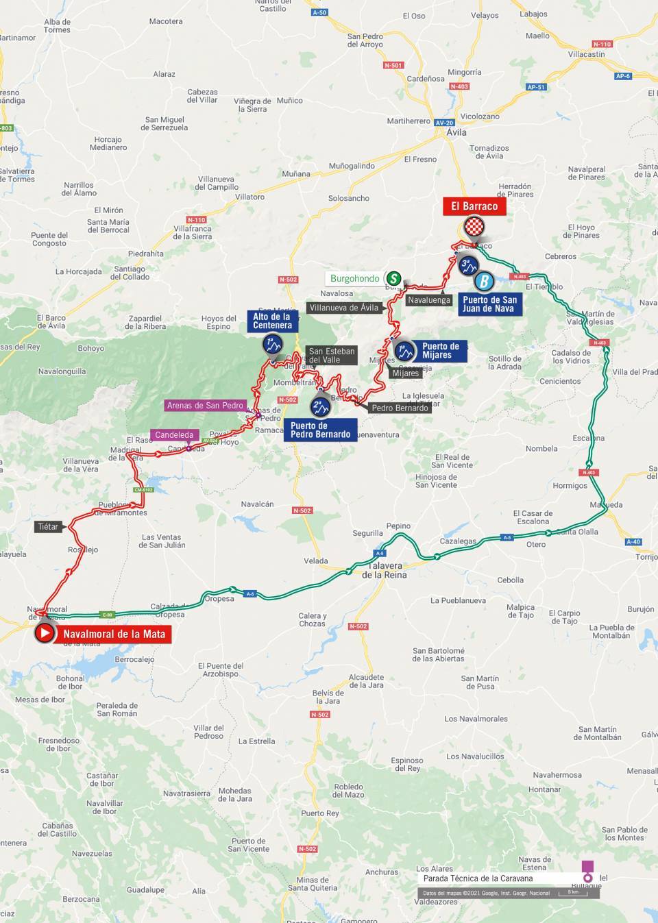 De route van vandaag (Bron: Vuelta a España)