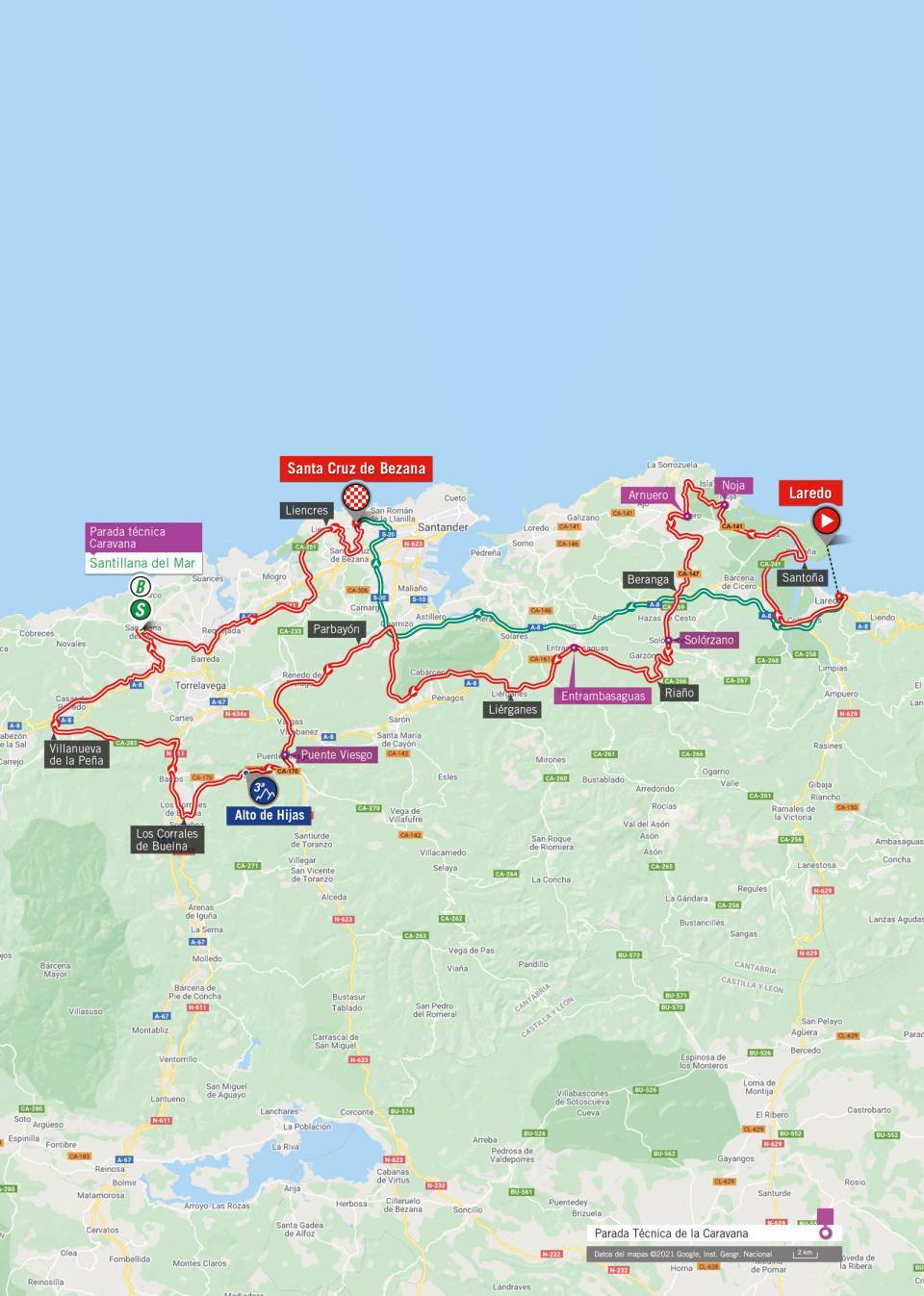 De route van vandaag (Bron: Vuelta a España)