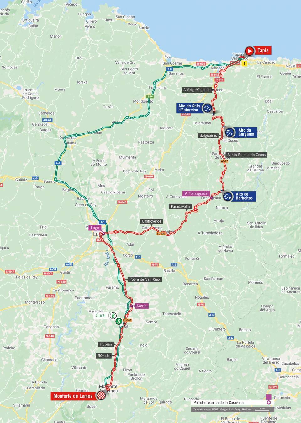 De route van vandaag (Bron: Vuelta a España)