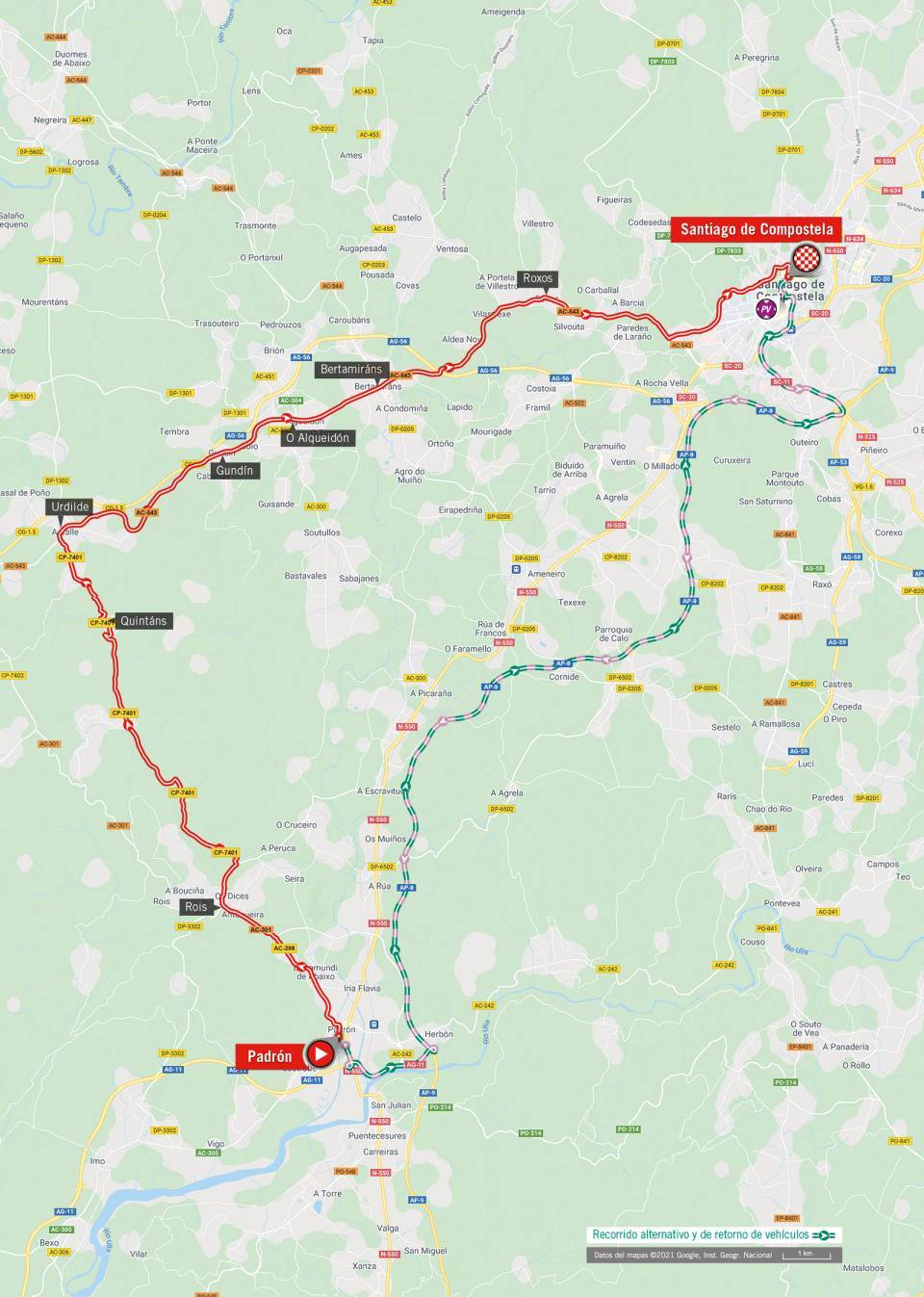 De route van vandaag (Bron: Vuelta a España) De route van vandaag (Bron: Vuelta a España)