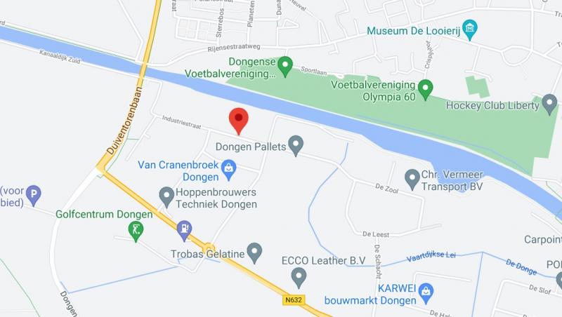 Ongeval aan de Industrieweg in Dongen (Foto: Google maps)