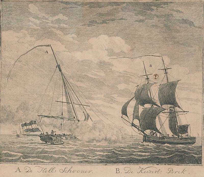Het 'gevecht' tussen de "Dolphyn" en de "Louis" bij Lillo op 8 oktober 1784 (WikiCommons/University Library of Antwerp: Special Collections)