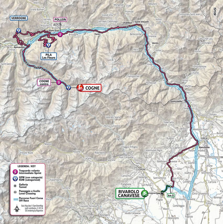 De route van vandaag (Bron: Giro d'Italia) De route van vandaag (Bron: Giro d'Italia)