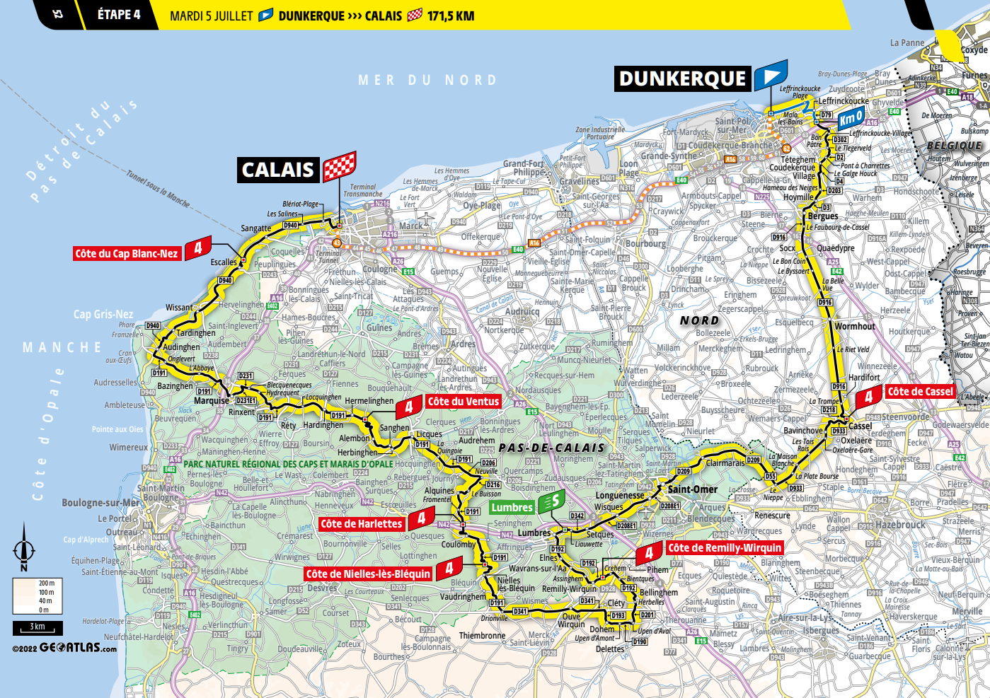 De route van vandaag (Bron: Tour de France) De route van vandaag (Bron: Tour de France)