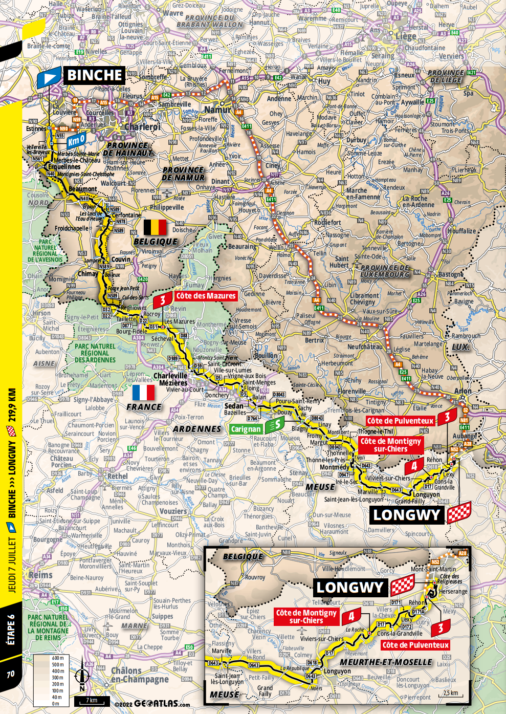 De route van vandaag (Bron: Tour de France) De route van vandaag (Bron: Tour de France)