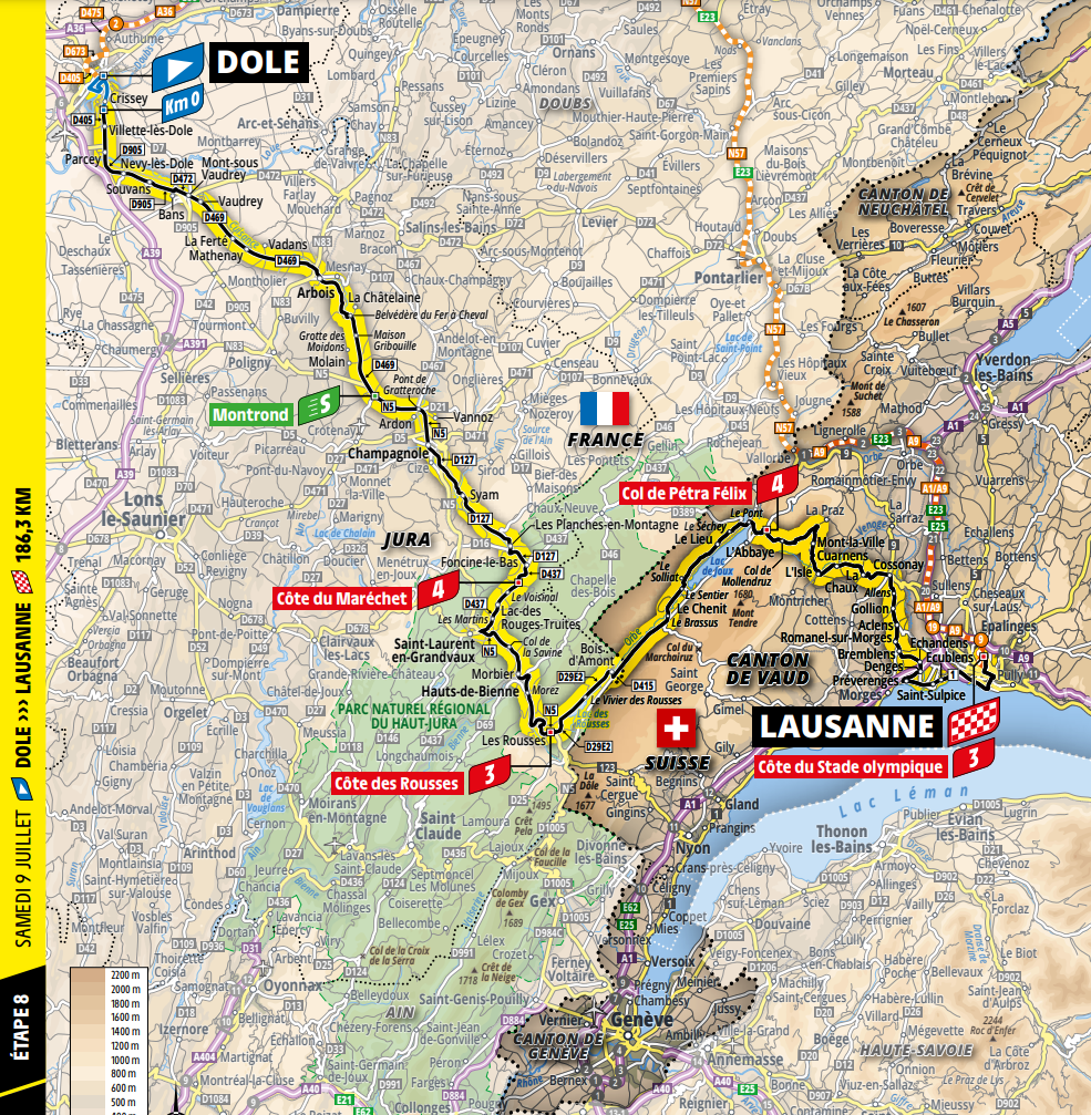 De route van vandaag (Bron: Tour de France)